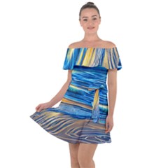 Waves Crashing On The Shore Off Shoulder Velour Dress by GardenOfOphir