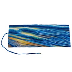 Waves Crashing On The Shore Roll Up Canvas Pencil Holder (s) by GardenOfOphir