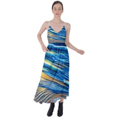 Waves Crashing On The Shore Tie Back Maxi Dress by GardenOfOphir