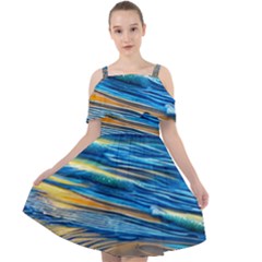 Waves Crashing On The Shore Cut Out Shoulders Chiffon Dress by GardenOfOphir