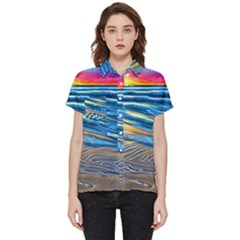 Waves Crashing On The Shore Short Sleeve Pocket Shirt by GardenOfOphir