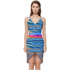 Waves Crashing On The Shore Wrap Frill Dress by GardenOfOphir