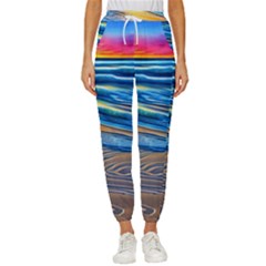 Waves Crashing On The Shore Cropped Drawstring Pants by GardenOfOphir