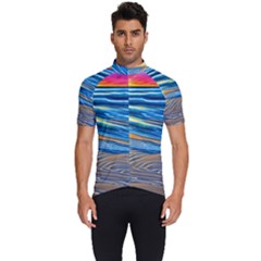 Waves Crashing On The Shore Men s Short Sleeve Cycling Jersey by GardenOfOphir