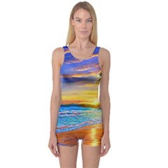 Sunrise At The Beach One Piece Boyleg Swimsuit by GardenOfOphir