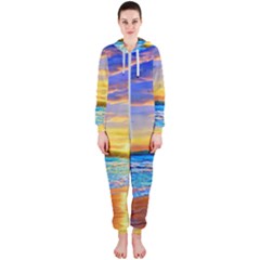 Sunrise At The Beach Hooded Jumpsuit (ladies) by GardenOfOphir