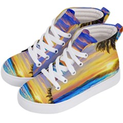 Sunrise At The Beach Kids  Hi-top Skate Sneakers by GardenOfOphir