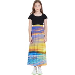 Sunrise At The Beach Kids  Flared Maxi Skirt by GardenOfOphir