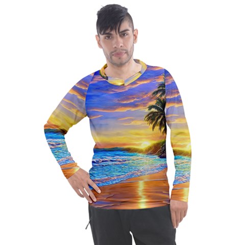 Sunrise At The Beach Men s Pique Long Sleeve Tee by GardenOfOphir