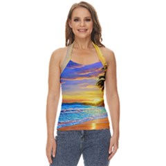 Sunrise At The Beach Basic Halter Top by GardenOfOphir