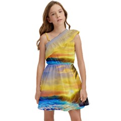 Sunrise At The Beach Kids  One Shoulder Party Dress by GardenOfOphir