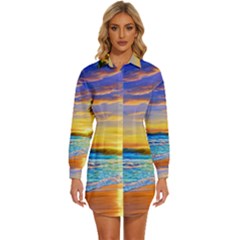 Sunrise At The Beach Womens Long Sleeve Shirt Dress