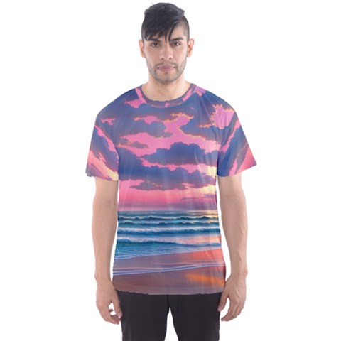 Sunset Over The Beach Men s Sport Mesh Tee by GardenOfOphir