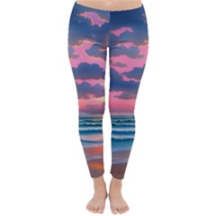 Sunset Over The Beach Classic Winter Leggings by GardenOfOphir