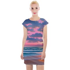 Sunset Over The Beach Cap Sleeve Bodycon Dress by GardenOfOphir