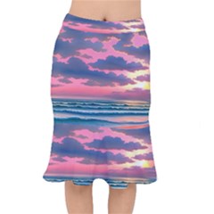 Sunset Over The Beach Short Mermaid Skirt