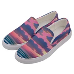 Sunset Over The Beach Men s Canvas Slip Ons by GardenOfOphir