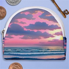 Sunset Over The Beach Horseshoe Style Canvas Pouch by GardenOfOphir