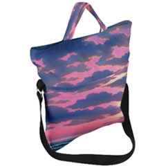 Sunset Over The Beach Fold Over Handle Tote Bag by GardenOfOphir