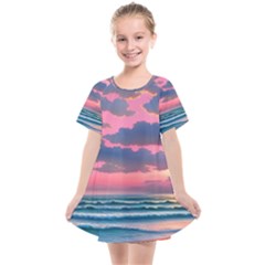 Sunset Over The Beach Kids  Smock Dress by GardenOfOphir