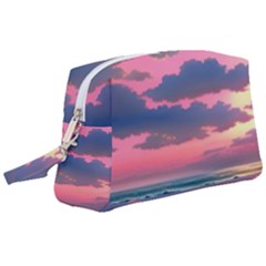 Sunset Over The Beach Wristlet Pouch Bag (large) by GardenOfOphir