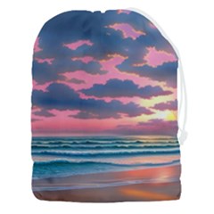 Sunset Over The Beach Drawstring Pouch (3xl) by GardenOfOphir