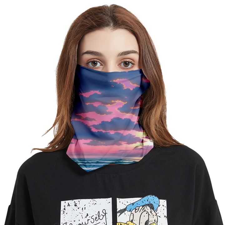 Sunset Over The Beach Face Covering Bandana (Two Sides)