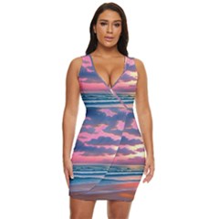 Sunset Over The Beach Draped Bodycon Dress by GardenOfOphir