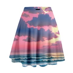 Sunset Over The Beach High Waist Skirt by GardenOfOphir