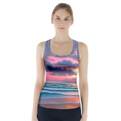 Sunset Over The Beach Racer Back Sports Top by GardenOfOphir