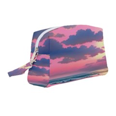 Sunset Over The Beach Wristlet Pouch Bag (medium) by GardenOfOphir