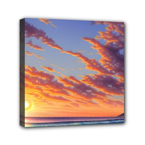 Summer Sunset Over Beach Mini Canvas 6  X 6  (stretched) by GardenOfOphir