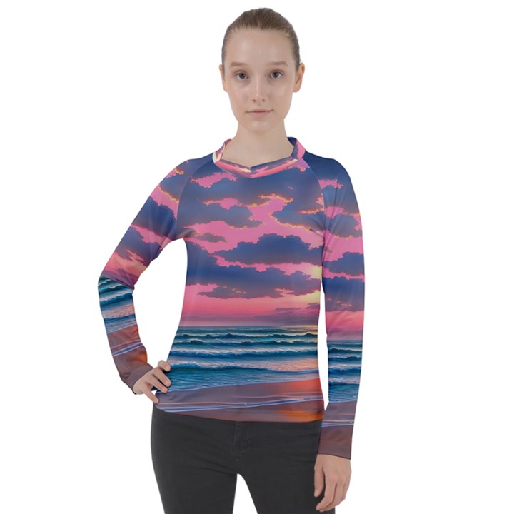 Sunset Over The Beach Women s Pique Long Sleeve Tee