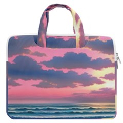 Sunset Over The Beach Macbook Pro 13  Double Pocket Laptop Bag by GardenOfOphir