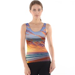 Summer Sunset Over Beach Tank Top by GardenOfOphir