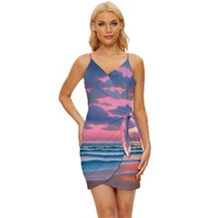 Sunset Over The Beach Wrap Tie Front Dress by GardenOfOphir