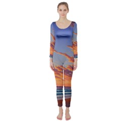 Summer Sunset Over Beach Long Sleeve Catsuit