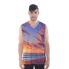 Summer Sunset Over Beach Men s Basketball Tank Top by GardenOfOphir