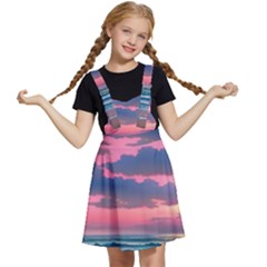 Sunset Over The Beach Kids  Apron Dress by GardenOfOphir