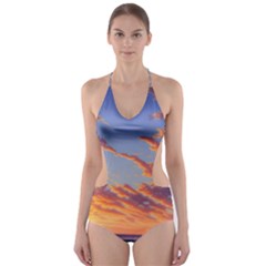 Summer Sunset Over Beach Cut-out One Piece Swimsuit