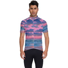 Sunset Over The Beach Men s Short Sleeve Cycling Jersey by GardenOfOphir