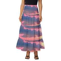 Sunset Over The Beach Tiered Ruffle Maxi Skirt by GardenOfOphir