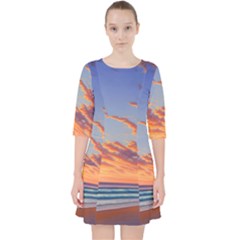 Summer Sunset Over Beach Quarter Sleeve Pocket Dress by GardenOfOphir