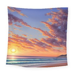 Summer Sunset Over Beach Square Tapestry (large) by GardenOfOphir