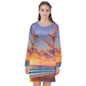 Summer Sunset Over Beach Long Sleeve Chiffon Shift Dress  View1