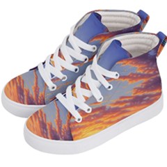 Summer Sunset Over Beach Kids  Hi-top Skate Sneakers by GardenOfOphir