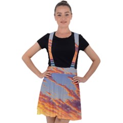 Summer Sunset Over Beach Velvet Suspender Skater Skirt by GardenOfOphir