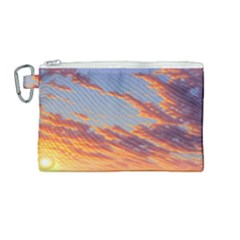 Summer Sunset Over Beach Canvas Cosmetic Bag (medium) by GardenOfOphir