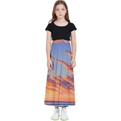 Summer Sunset Over Beach Kids  Flared Maxi Skirt by GardenOfOphir