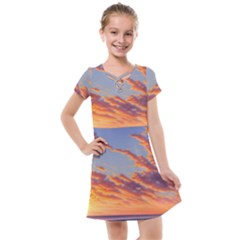 Summer Sunset Over Beach Kids  Cross Web Dress by GardenOfOphir